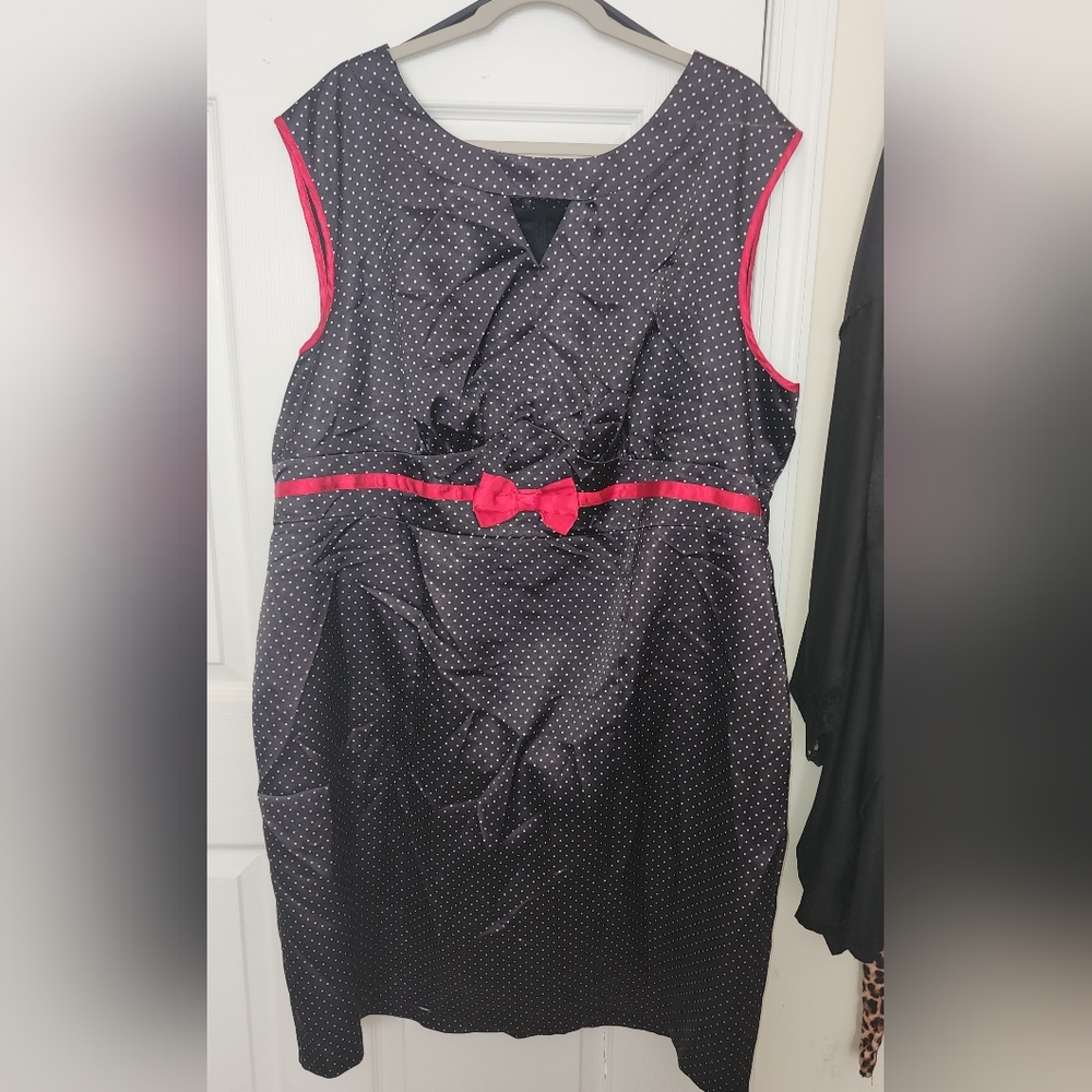 TORRID Retro Black and Pink Polka Dot Dress